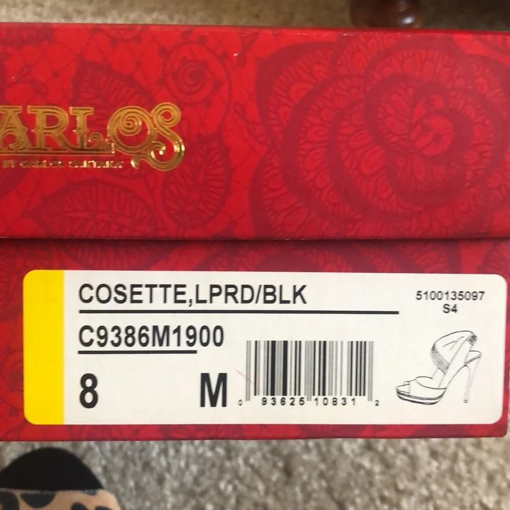 NWB Carlos Santana Cosette Leopard/Black Stiletto Heels 8M - Picture 12 of 15